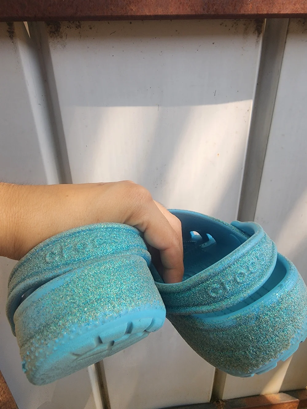 Crocs Glitter Sparkling Blue Size J3